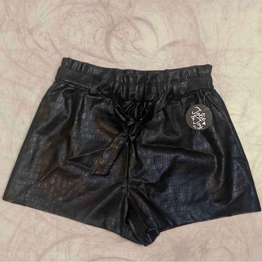 Black Faux Leather Women Shorts